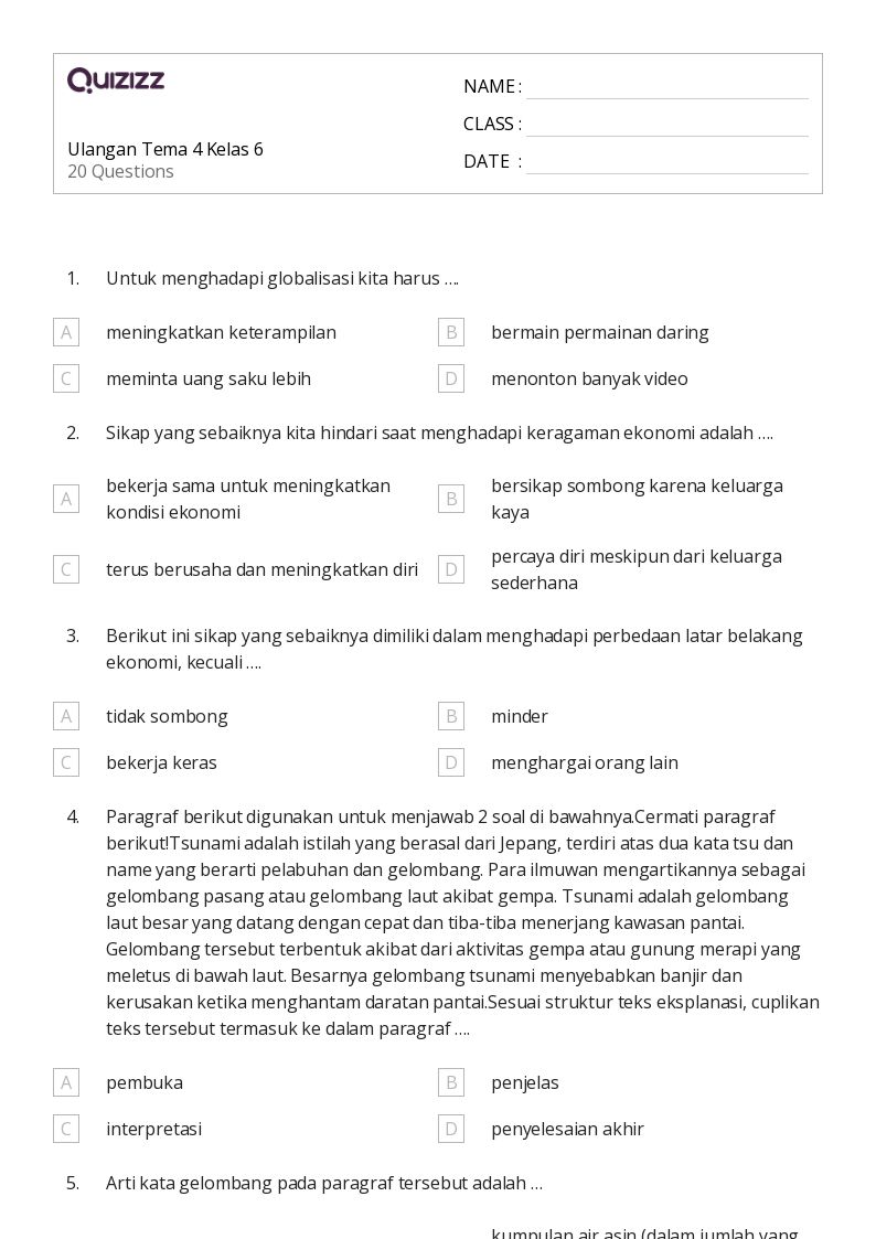 7 Rahasia Mengerjakan Soal UTS Kelas 6 Tema 1 Subtema 4 Agar Nilai Ujian Melonjak Drastis