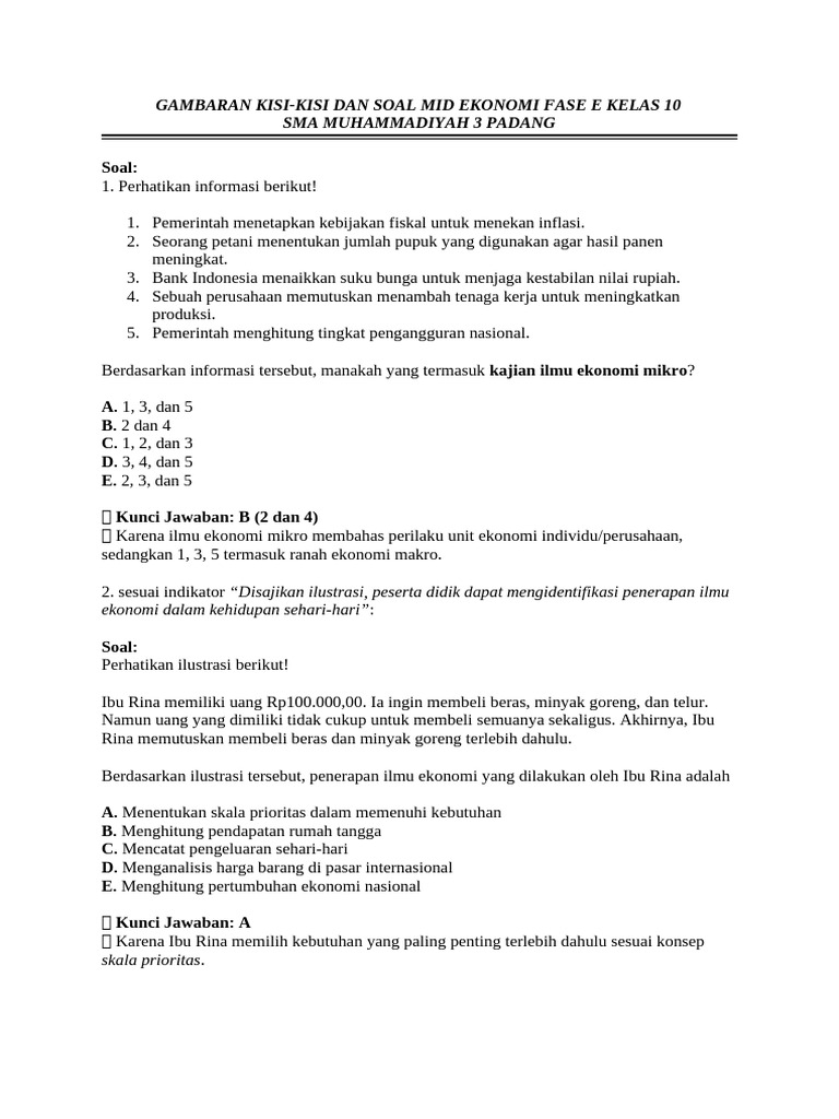 5 Alasan Wajib Punya Bank Soal Mid Semester 1 Ekonomi Kelas XII Kurikulum 2013 Sebelum Terlambat