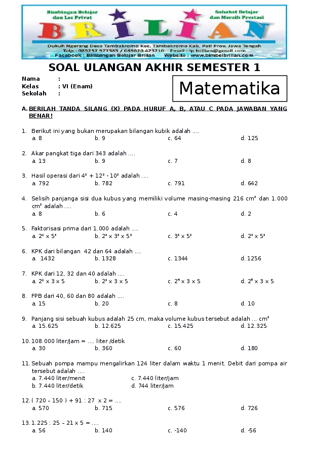 5 Fakta Mengejutkan dari Bank Soal Matematika SD Kelas 6 Semester 1 yang Wajib Tahu