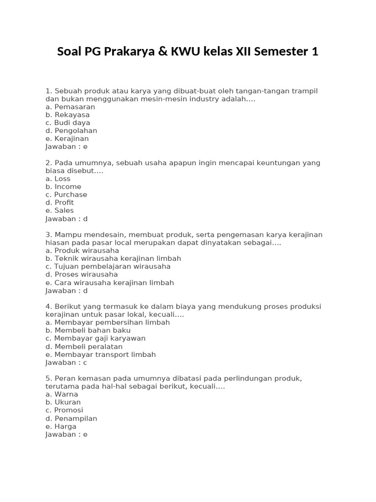 5 Rahasia Sukses Kuasai Soal KWU Kelas 12 Semester 1 yang Jarang Diketahui