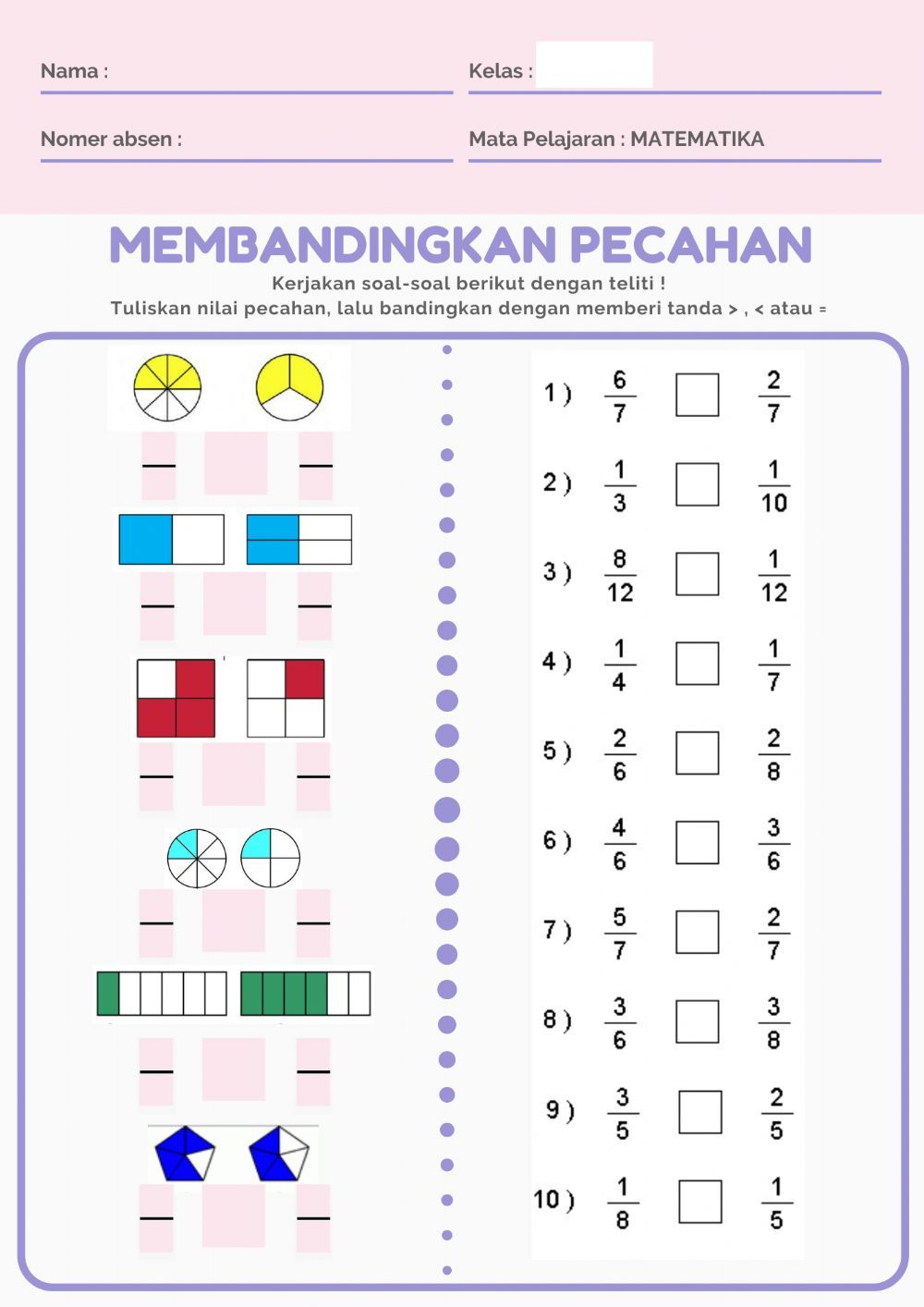 7 Latihan Soal Membandingkan Pecahan Sederhana Kelas 3 SD yang Wajib Dicoba