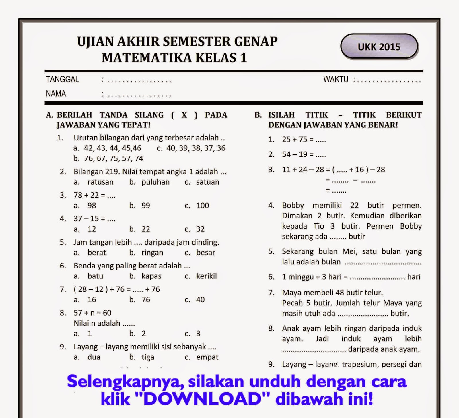 Akhirnya Tersedia! 7 Sumber Soal Matematika Kelas 6 Semester 1 Kurikulum 2013 PDF Siap Cetak