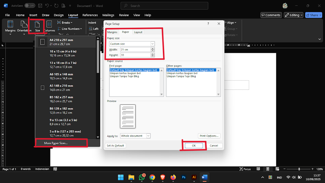 Cara Mengubah Ukuran Kertas ke F4 di Microsoft Word dengan Mudah - Kaconk