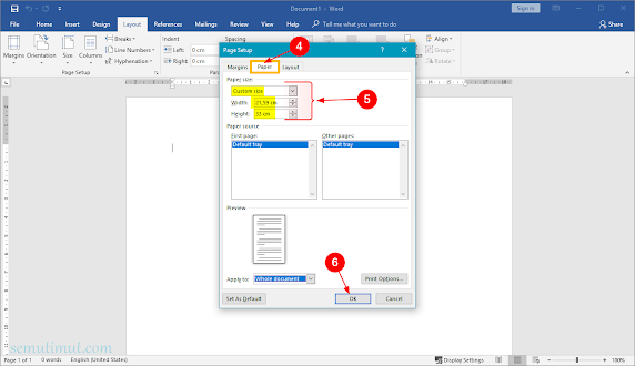 Cara Membuat Ukuran Kertas HVS Folio F4 di Microsoft Word
