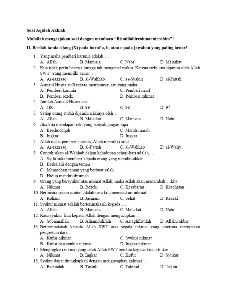5 Contoh Soal Beribadah Hanya kepada Allah Kelas 3 SD yang Wajib Diketahui Orang Tua