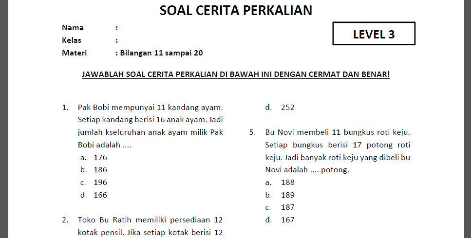 5 Trik Mudah dan Cepat Mengerjakan Soal Cerita Perkalian Kelas 3 SD yang Jarang Diketahui