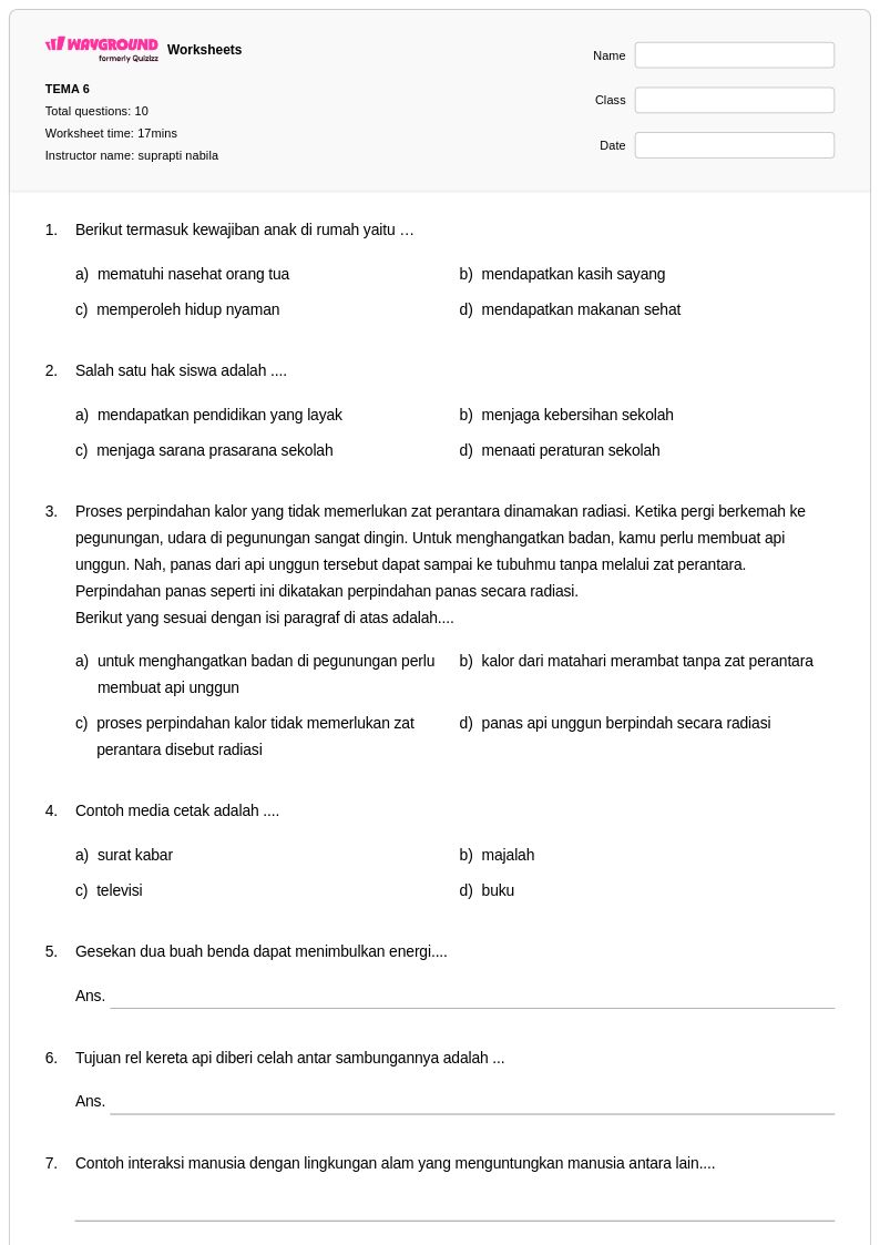 50 lembar kerja Berkemah untuk Kelas 5 di Wayground Gratis Dapat 50 lembar kerja Berkemah untuk Kelas 5 di Wayground Gratis Dapat
