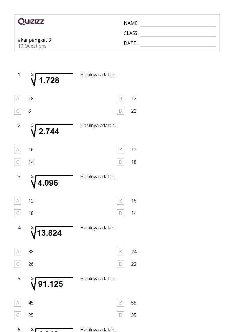 Mais de 50 planilhas Akar no Quizizz Gratuito e imprimível Mais de 50 planilhas Akar no Quizizz Gratuito e imprimível