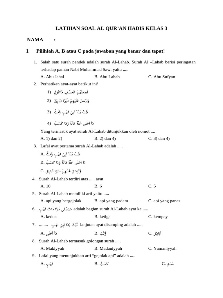 7 Rahasia Kumpulan Soal UAS Al Quran Hadist Kelas 3 yang Membuat Nilai Meningkat Sekarang
