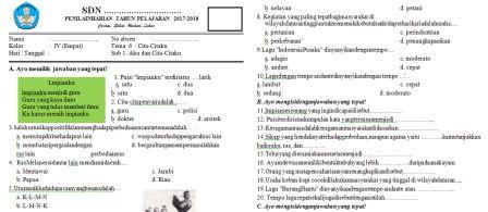 Soal Penilaian Harian Kelas 4 Semester 2 Kurikulum 2013 Soal Penilaian Harian Kelas 4 Semester 2 Kurikulum 2013