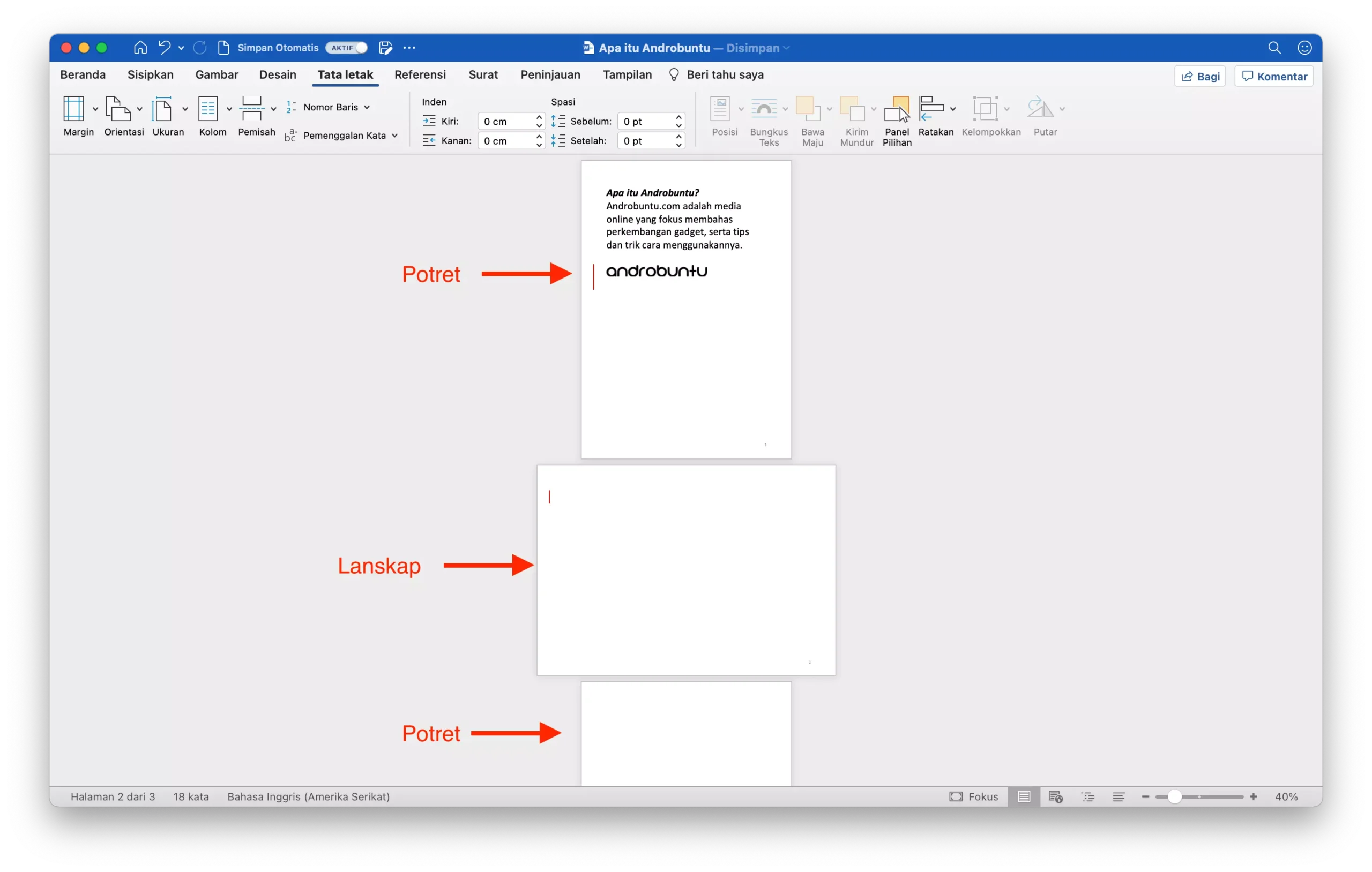 Cara Membuat Halaman Portrait dan Landscape di Satu Dokumen Microsoft Cara Membuat Halaman Portrait dan Landscape di Satu Dokumen Microsoft
