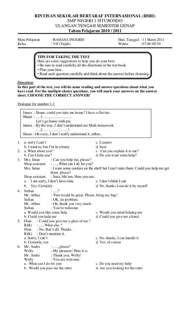 Jangan Salah Belajar, Ini Contoh Soal Kelas 7 Bahasa Inggris Semester 2 Kurikulum 2013 yang Sering Muncul