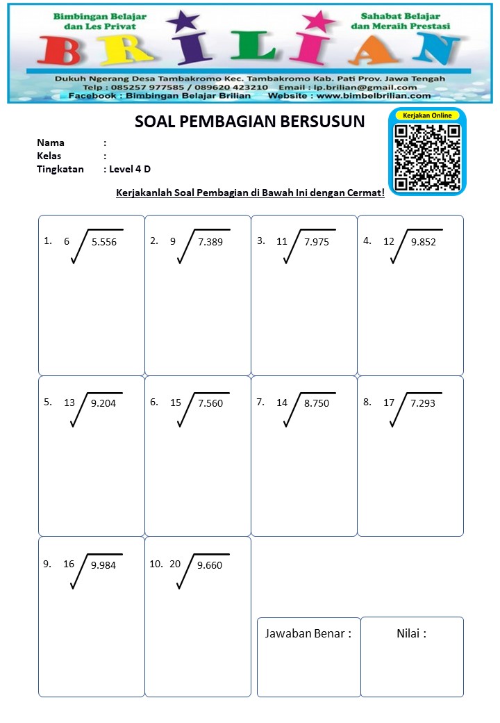 soal pembagian bersusun kelas 4 soal pembagian bersusun kelas 4