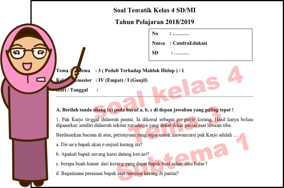 Soal Tematik Kelas 4 Tema 3 Subtema 1 Soal Tematik Kelas 4 Tema 3 Subtema 1