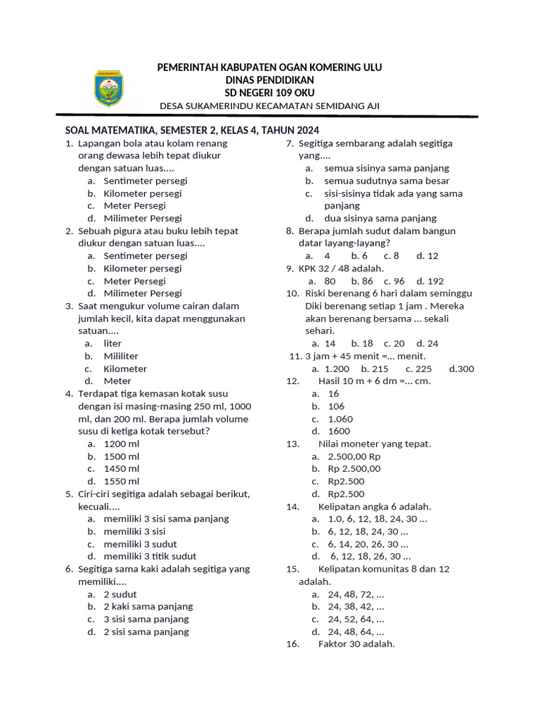 Rahasia Kumpulan Soal Penilaian Akhir Semester 2 Kelas 4 Tema 6 yang Wajib Dikuasai!