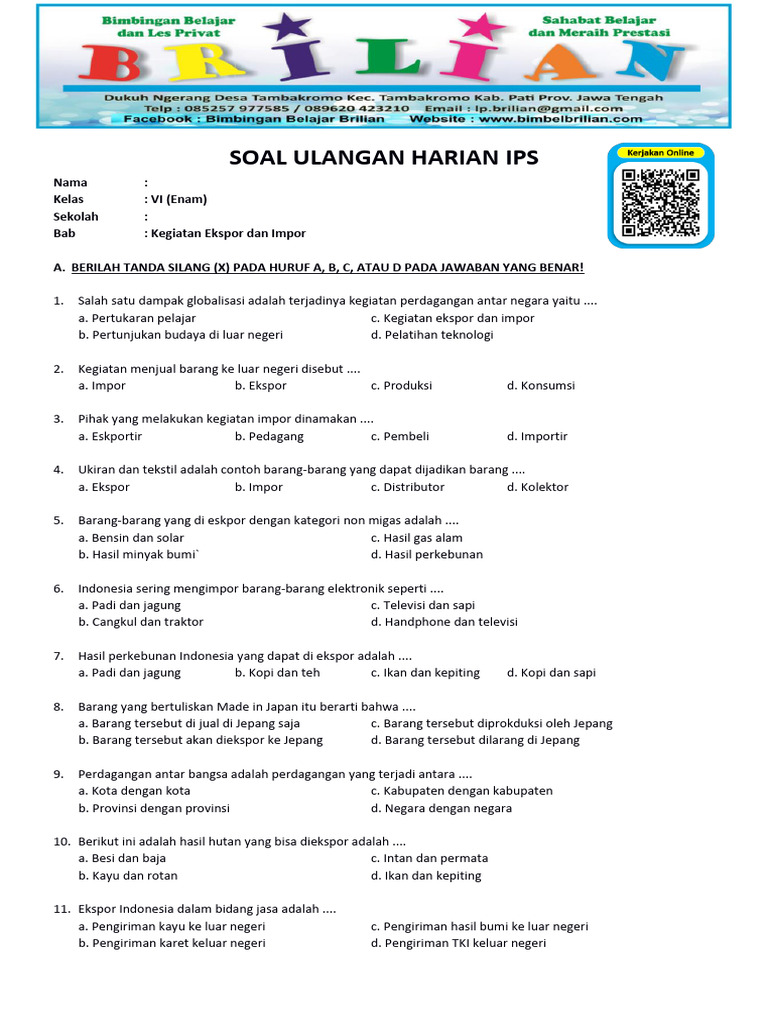 Rahasia contoh soal kelas 6 pkn semester 2 ekspor dan impor wajib dikuasai sebelum ujian