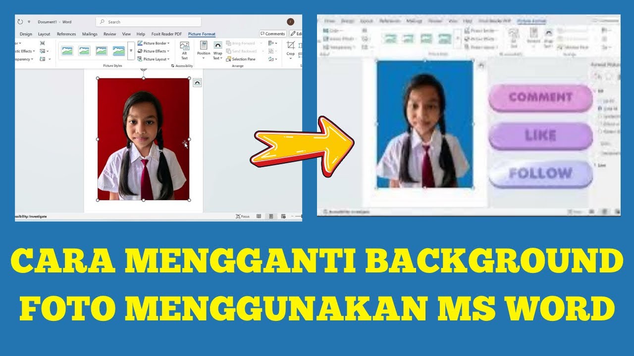 CARA MENGUBAH LATAR BELAKANG PAS FOTO DI MICROSOFT WORD - YouTube