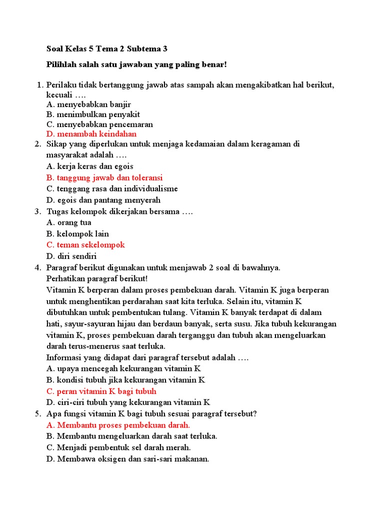 contoh soal kelas 5 tema 2 subtema 3