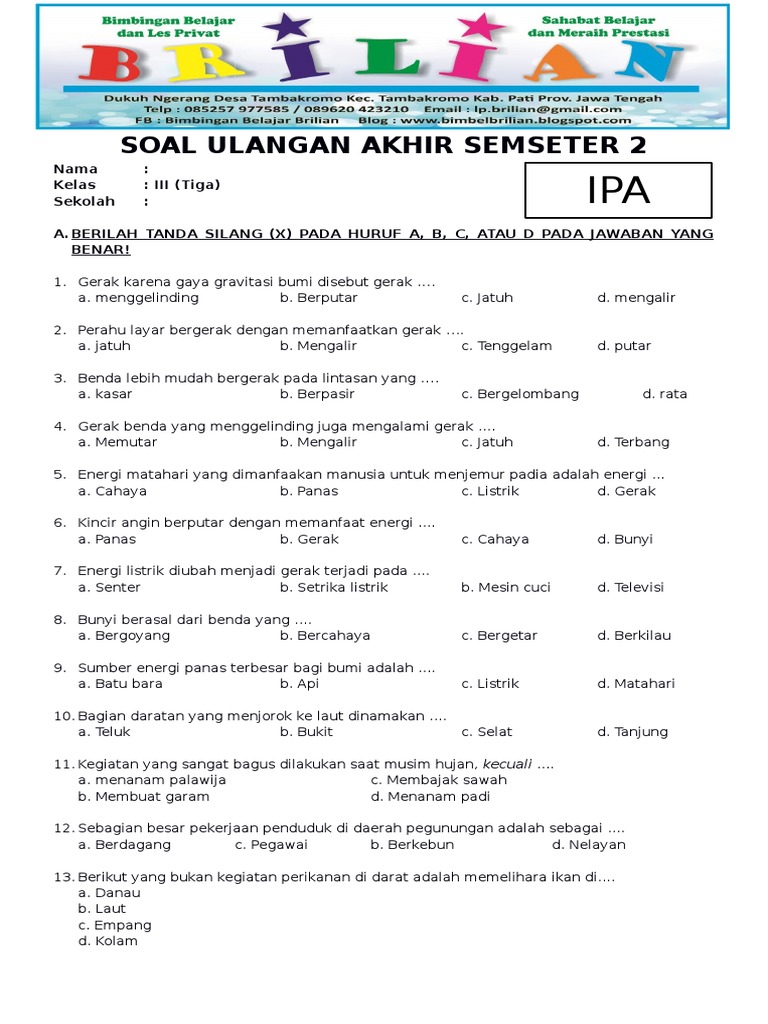 5 Cara Menguasai Kisi-Kisi Soal IPA Ulangan Akhir Semester 2 Kelas 3 KTSP Sebelum Ujian