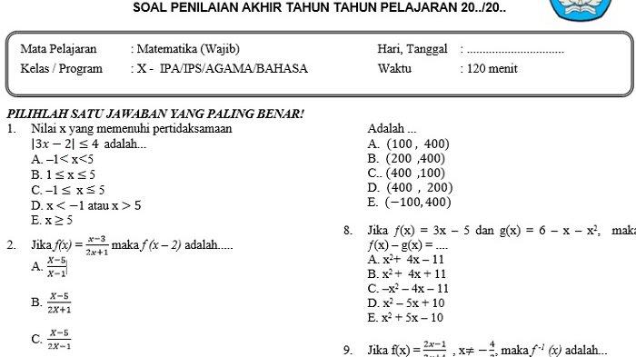 Rahasia contoh soal matematika smk kelas 10 semester 2 dan pembahasannya yang Penting