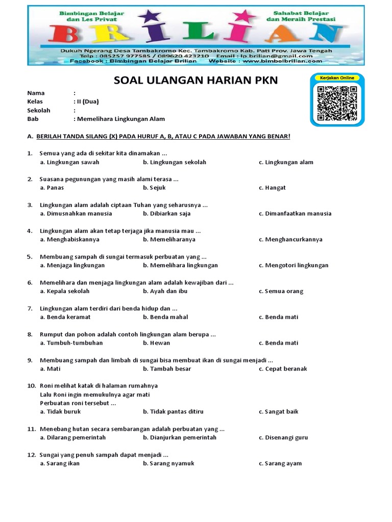 5 Contoh Soal Bahasa Indonesia Tema Lingkungan Kelas 2 SD yang Wajib Diketahui