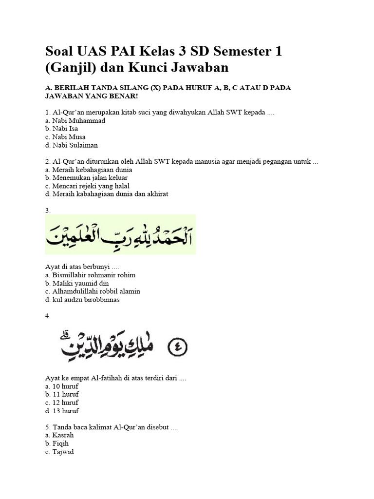 Rahasia Lulus Nilai Sempurna dengan Bocoran Soal UAS PAI K13 Kelas 3 SD Semester 1