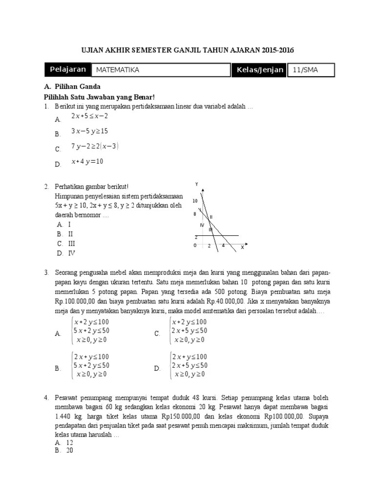 Rahasia Skor Tinggi Ternyata Kuasai Contoh Soal Matematika SMA Kelas 11 Semester 2