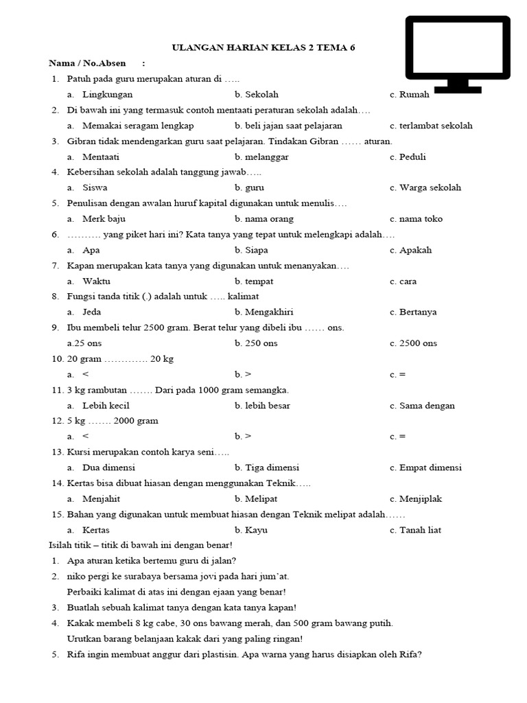 Wajib Tahu! Kumpulan Contoh Soal Matematika Tema 6 Kelas 2 SD Agar Anak Makin Pintar