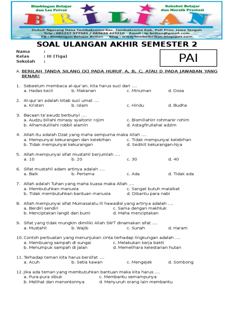 Wajib Tahu Rahasia Lolos Nilai Sempurna Lewat Soal UAS PAI Kelas 3 SD Semester Genap